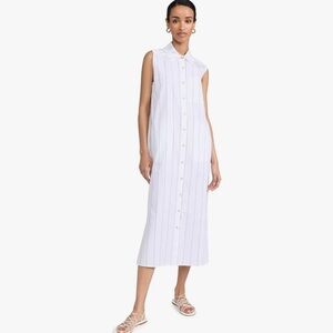 Donni Pop‎ Sleeveless Shirt Dress Size Small EUC Navy Pinstripe